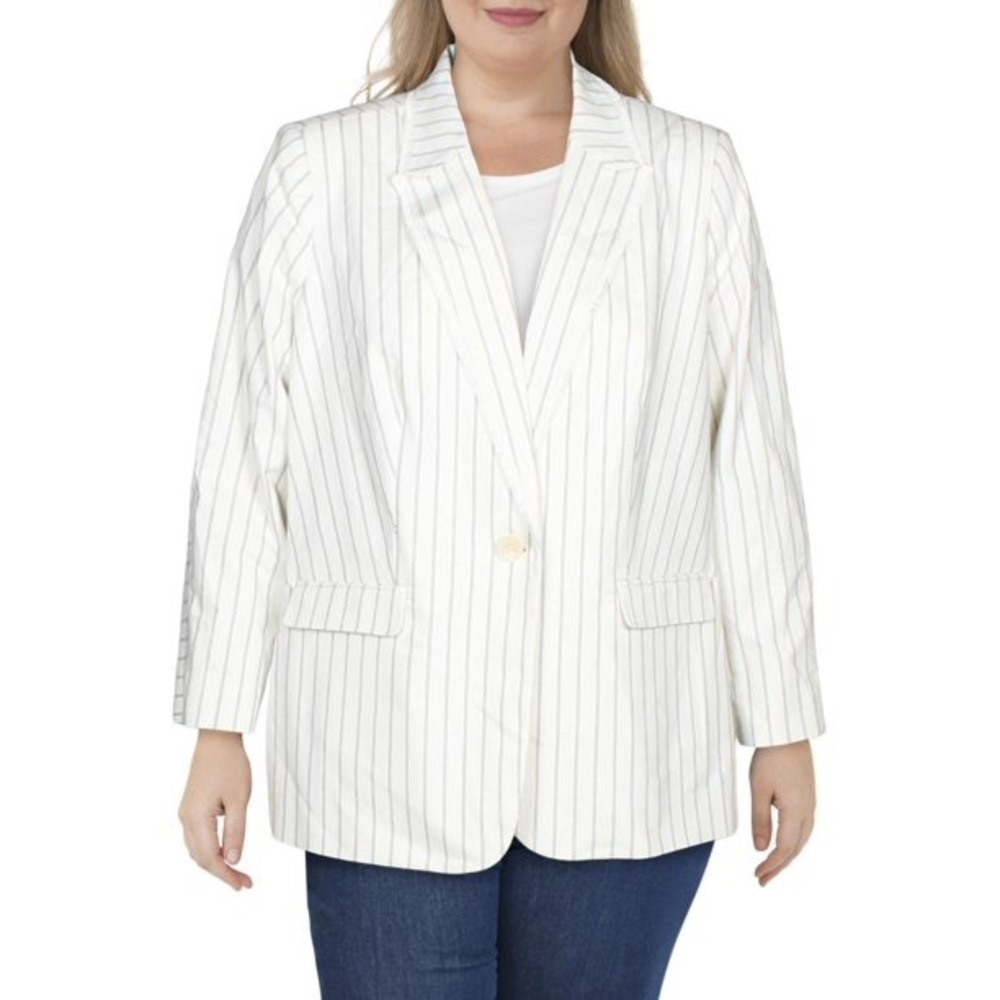 2. NWT Vince Camuto Pearl Ivory Blazer with Navy Stripes Size 24W - Picture 6 of 6